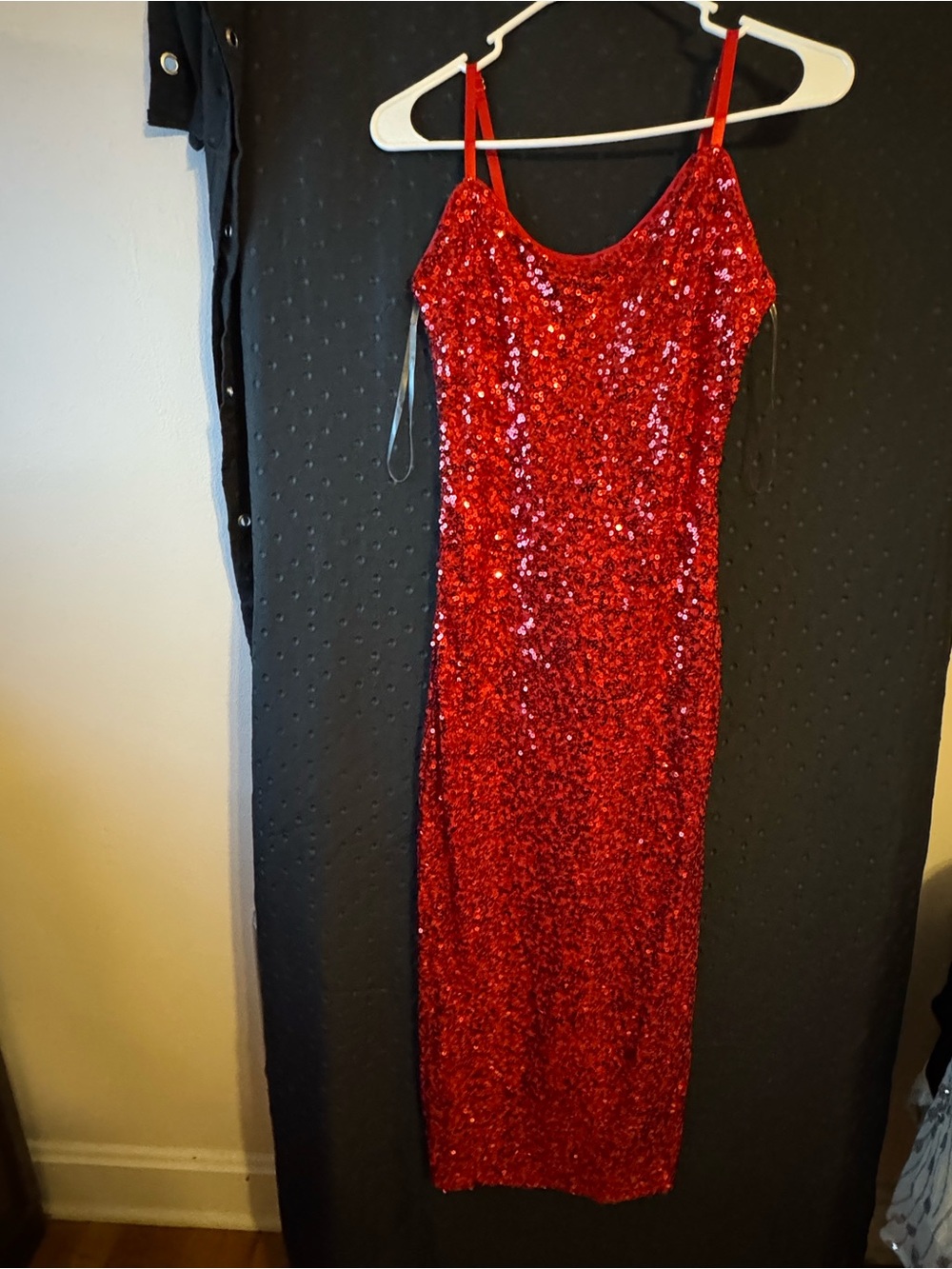 Red Sequin Slip Dress - Elegant Party Midi